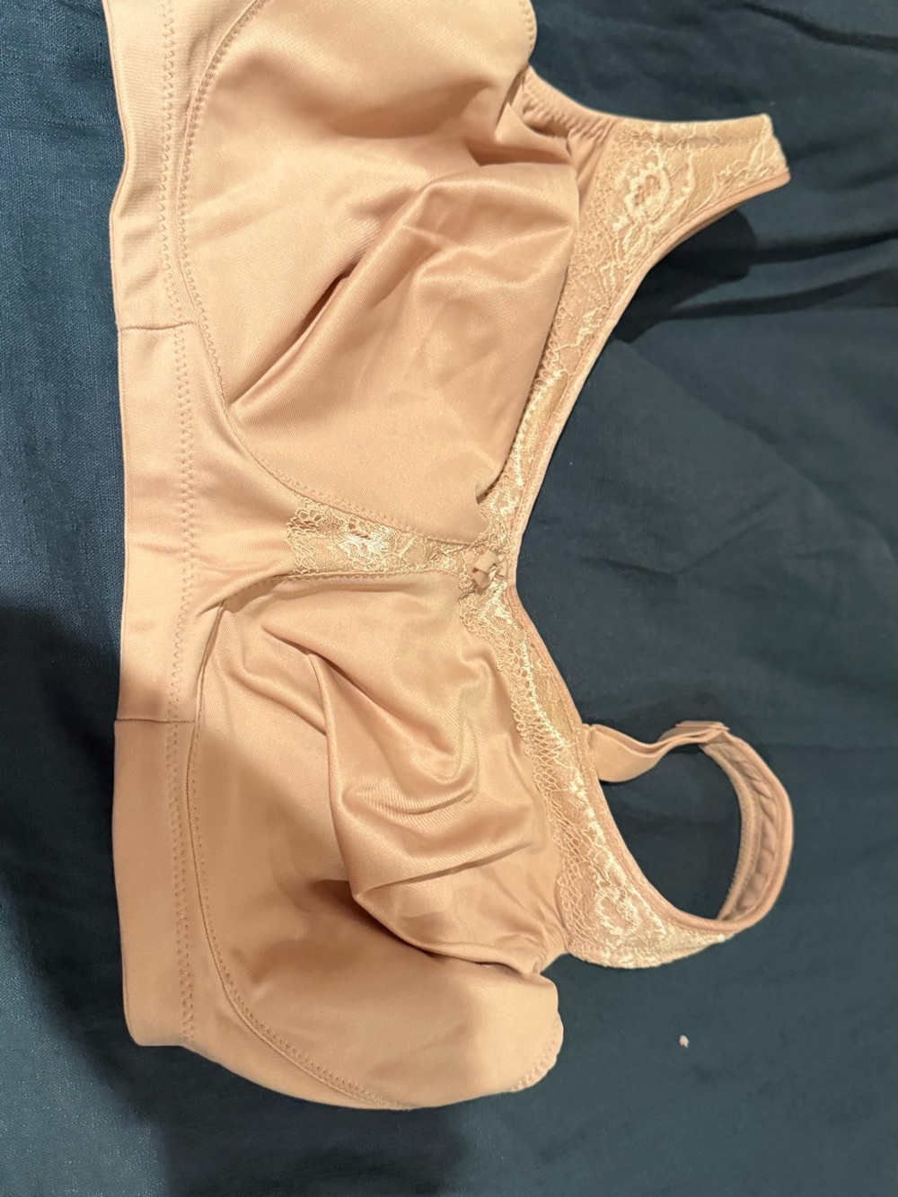 Glamorise Beige Lace-Trim Full Coverage Bra